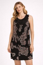 Perception Concept Women’s Large Black Floral Sleeveless Dress Stretch USA Made