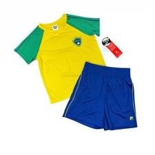 Fila Crest Soccer Set Shorts Short Sleeve Shirt Yellow Green Blue NWT Boys 5/6