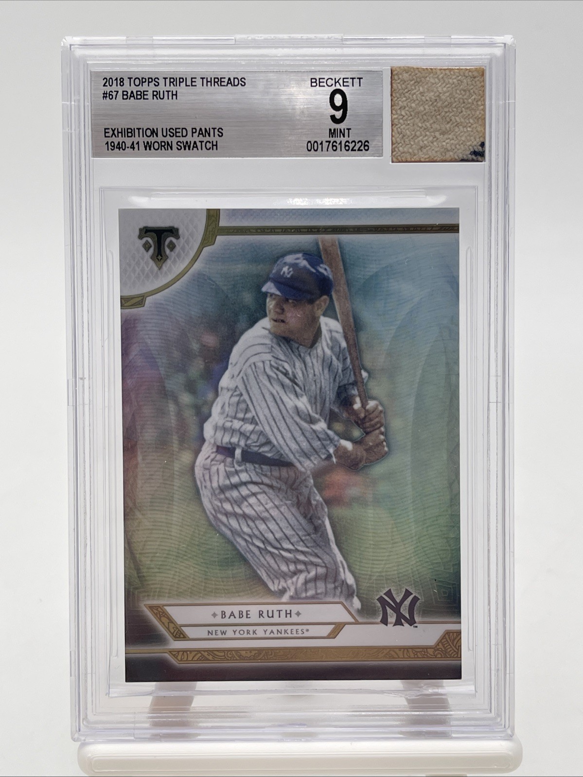 2018 Topps Triple Threads Babe Ruth Relic #67 BGS 9 Yankees Exhibition Pants