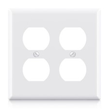 2-Gang Standard Duplex Outlet Covers, Glossy White, 1-Pack Unbreakable Polyca...
