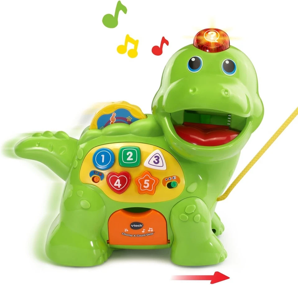 VTech Count and Chomp Dino 8 Colores 130 Canciones 5 Botones Forma Apagado Automático 1-3 Foto 4 de 4