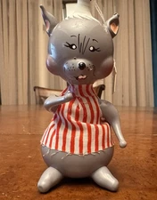 De Carlini Italian Blown Glass Christmas Mouse Ornament  w/ striped PJ’s