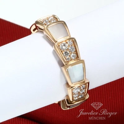 Bulgari Ring Serpenti Viper Rosegold 750 Gr 53 2020 Perlmutt Diamanten Gold - Bild 1 von 4