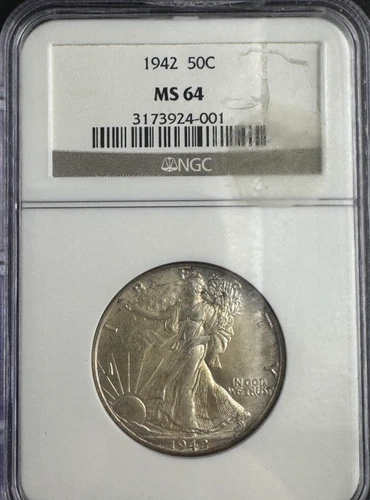 1942 Walking Liberty Half Dollar NGC MS64 – Choice BU Silver 50C
