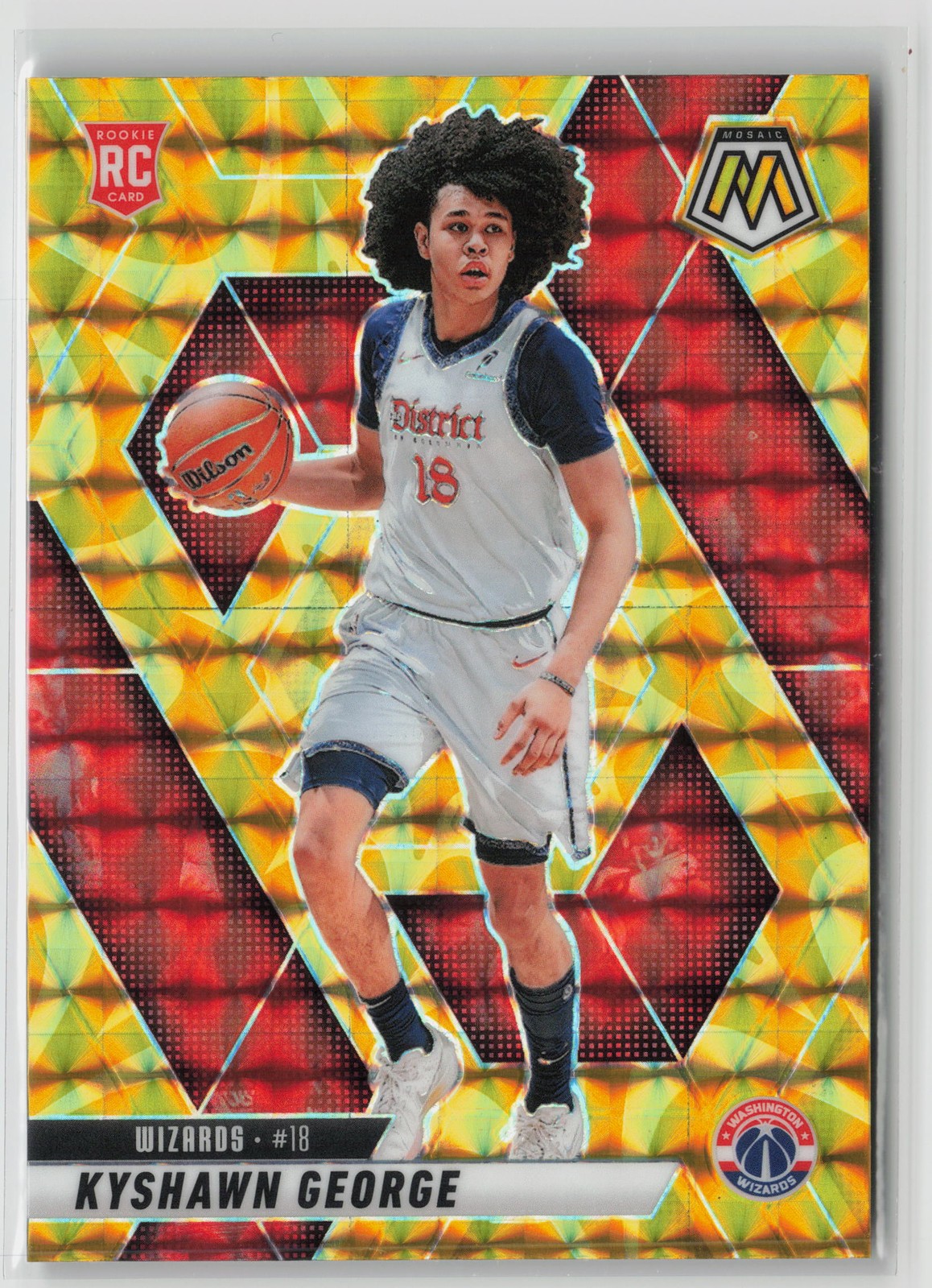 2024-25 Panini Mosaic Kyshawn George #247 Rookie Reactive Yellow Mosaic