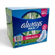 Always Maxi Pads, Long Super Unscented (Size 2) - 90 Count