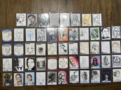 Topps Star Wars Sketch 52 Card Lot 1/1 Masterworks, Heritage, Hyperspace, Galaxy