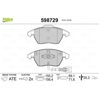 Valeo 598729 Bremsbelagsatz für ALFA ROMEO 159 BRERA SPIDER 939 Bremse
