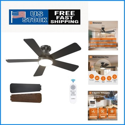 Reversible 42-Inch Black Ceiling Fan with Remote & Customizable Lighting Options