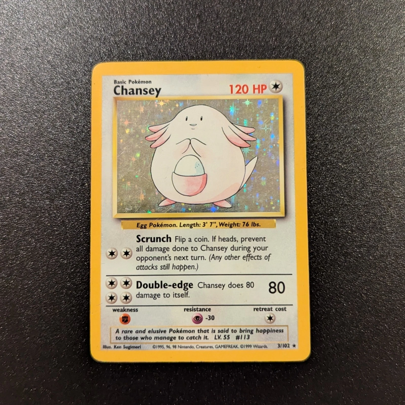 Pokémon Chansey Base Set 3/102 Holo Rare Card - MP