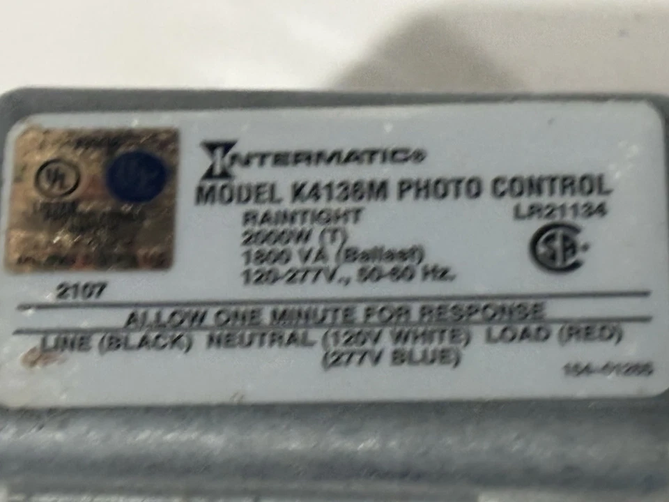 Control fotográfico intermatic modelo K4136M hermético 2000W / 1800VA / 120-277V Foto 4 de 4