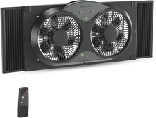 9-Inch Reversible Twin Window Fan with Remote Control 3-Speed Dual Blade Fan w
