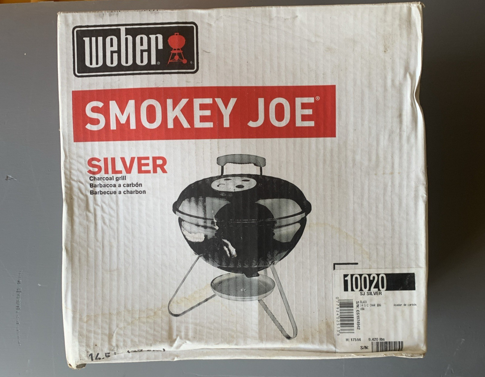 Weber 14.5 inch Smokey Joe Silver Portable Charcoal Grill Ou