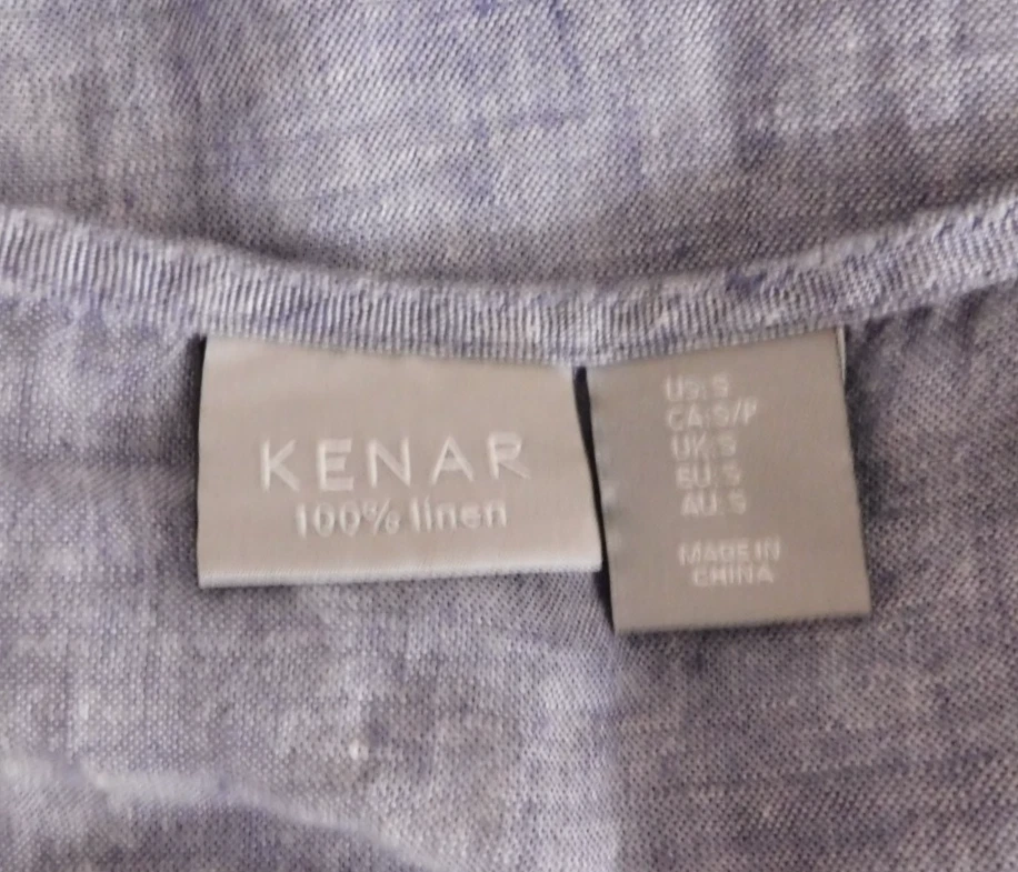 Vestido para mujer Kenar azul 100 % lino talla pequeña Foto 4 de 4