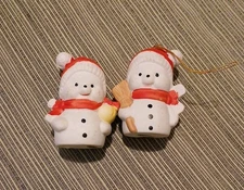 Vtg Set Of 2 House Of Lloyd Christmas Around The World Snowman Ornaments 