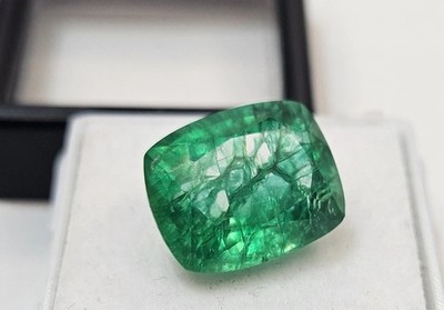 Emerald 8+ Ct Cushion Cut Green Colombian CERTIFIED Loose Gemstone