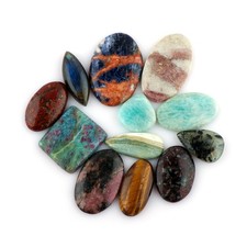 100 Cts Natural Mix Gemstone, Wholesale Cabochon Lot, Home Decor Flat Back Po...