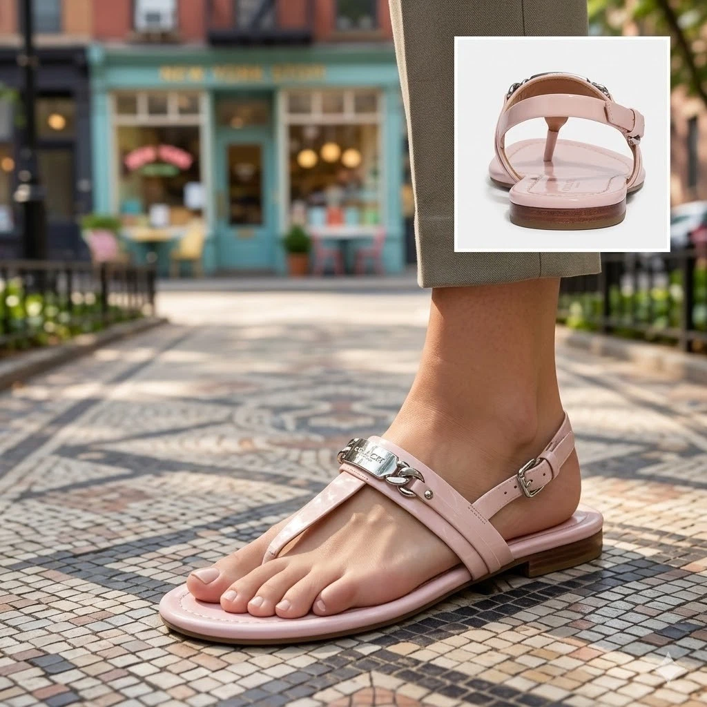 Coach Flat (Under 1 in) Patent Leather Sandals for Women for sale