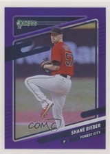 2021 Panini Donruss Variation Holo Purple Shane Bieber (Forest City) #183 0a7