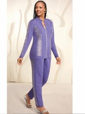 2X PLUS Ashro Lavender Purple Fall Winter Raven Active Pant Suit Set