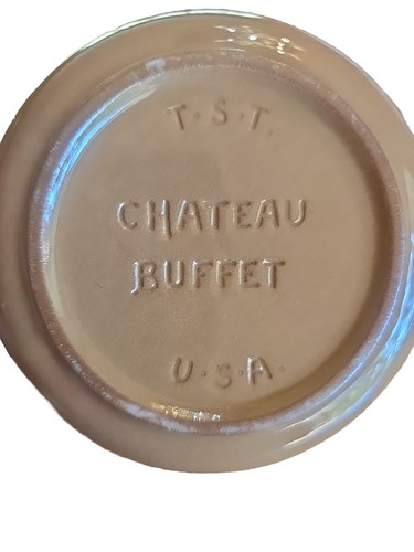 Chateau Buffet Soup Bowl Handled Brown Aqua USA Mid-Century Vintage - Picture 3 of 4