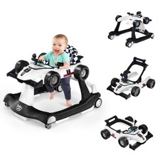Babyjoy Baby Foldable Activity Push Walker 4-in-1 Walker Adjustable Height White