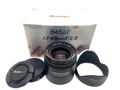 NEAR MINT BOXED] Mamiya 645 AF 45mm f/2.8 Lens w/Hood For