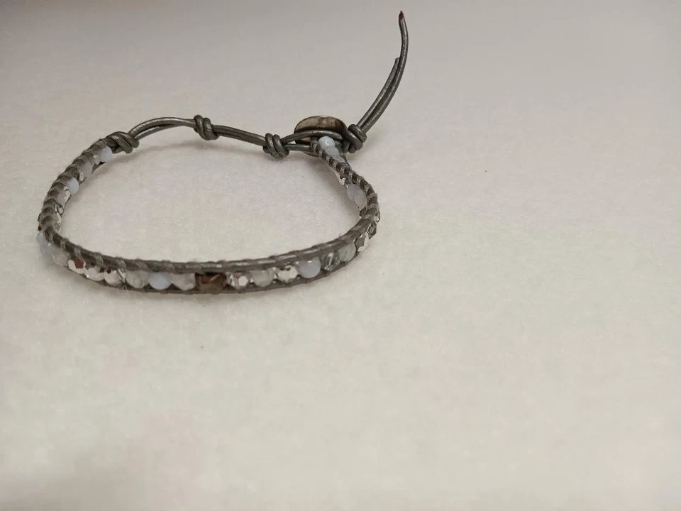 CHAN LUU Silver Beaded Wrap Bracelet, Adjustable 25cm, Gray color, Used - Image 2 of 4