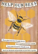 Image of Help our bees metal wall sign, 20x30cm. Brand new.