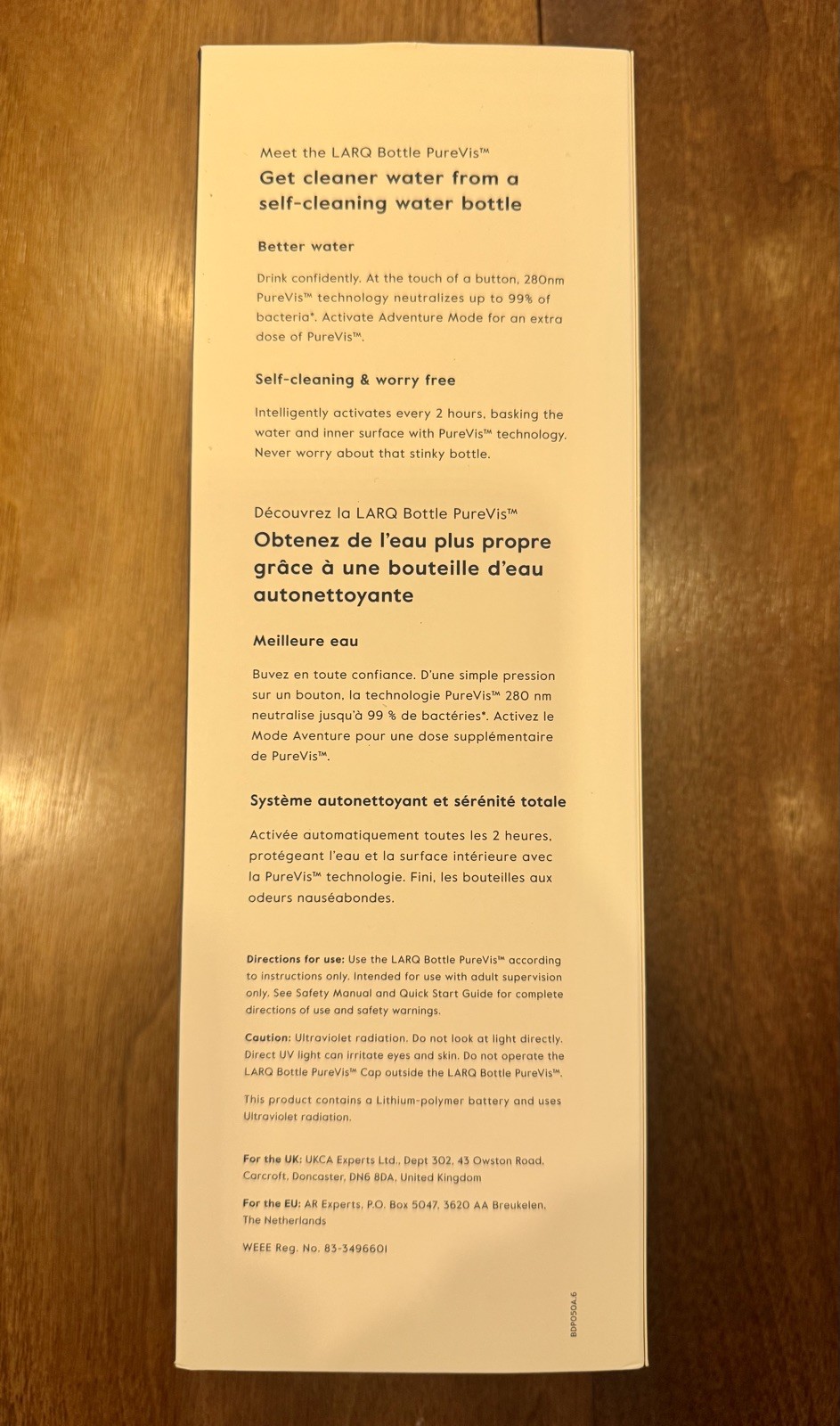 LARQ PureVis Self-Cleaning Water Bottle 17oz Insulated - Monaco Blue NEW