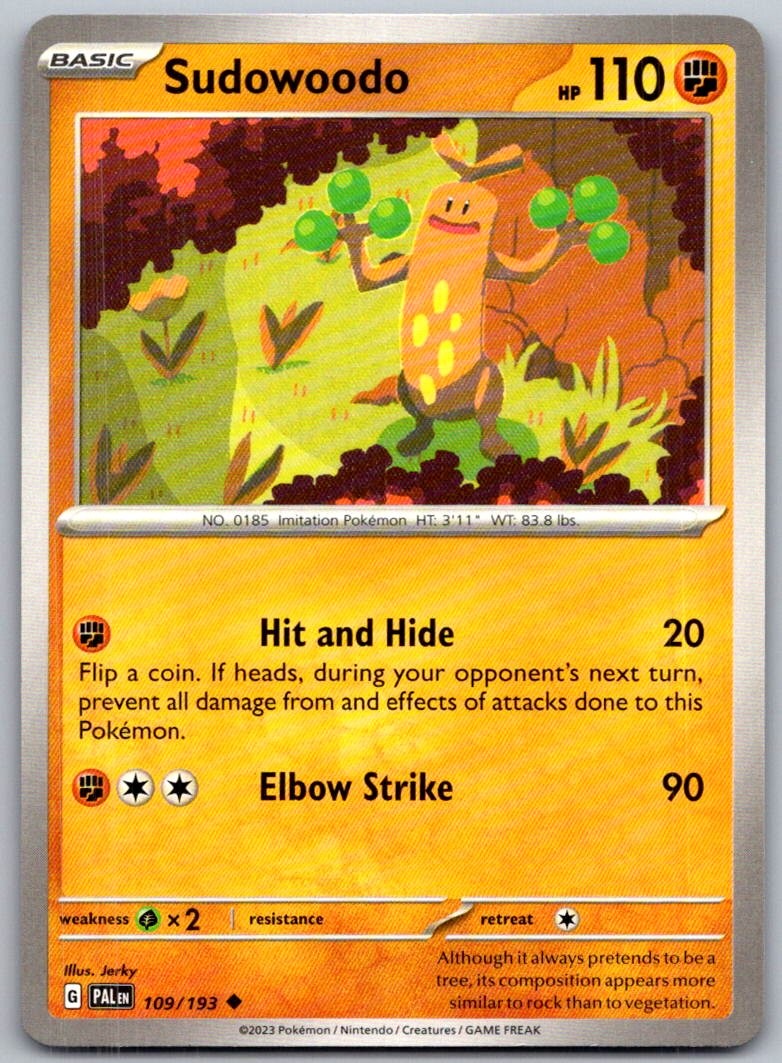 Sudowoodo 109/193 Uncommon Paldea Evolved Pokemon Near Mint