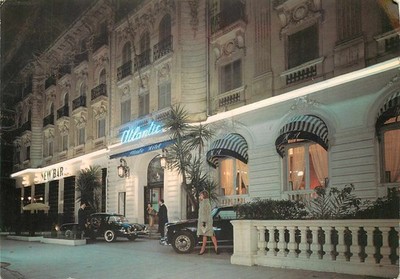 AK - Nizza Nice - Hotel Atlantic - New Bar - Oldtimer Autos bei Nacht - ca. 1960