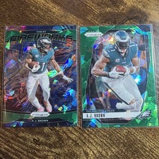 AJ BROWN EAGLES 2024 PANINI PRIZM FOOTBALL GREEN ICE PRIZM+ FIREWORKS 