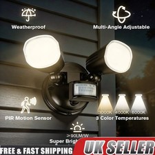 TANBURO LED Twin Outdoor Floodlight Spotlight with PIR & Photocell, Black