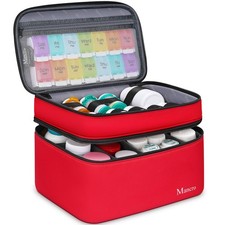 Dual Layers Medicine Organizer Bag, Pill Bottle Organizer Storage with Lockab...