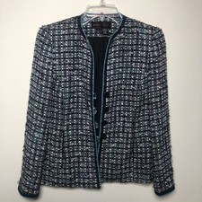 VTG 80s 90s Nina McLemore Blazer SIZE 0 Wool Bleed Tweed