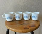 Vintage CorningWare Cornflower Set of 4 10 oz Milk Glass Floral Mugs P-149-B