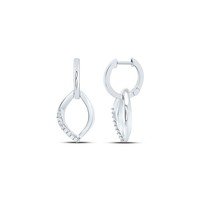 925 Sterling Silber Diamant Damen Gewellt Spitz Oval HäNger Ohrringe 1/8 Karat