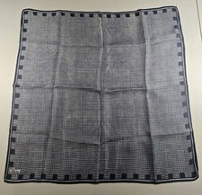 Vera Neumann Signed Scarf Silk Mix Sharp Square Design Navy Blue White 21x22