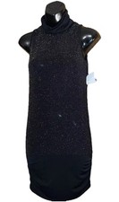 LATINO PARIS GOLD/ BLACK STRETCH LUREX MINI DRESS ONE SIZE