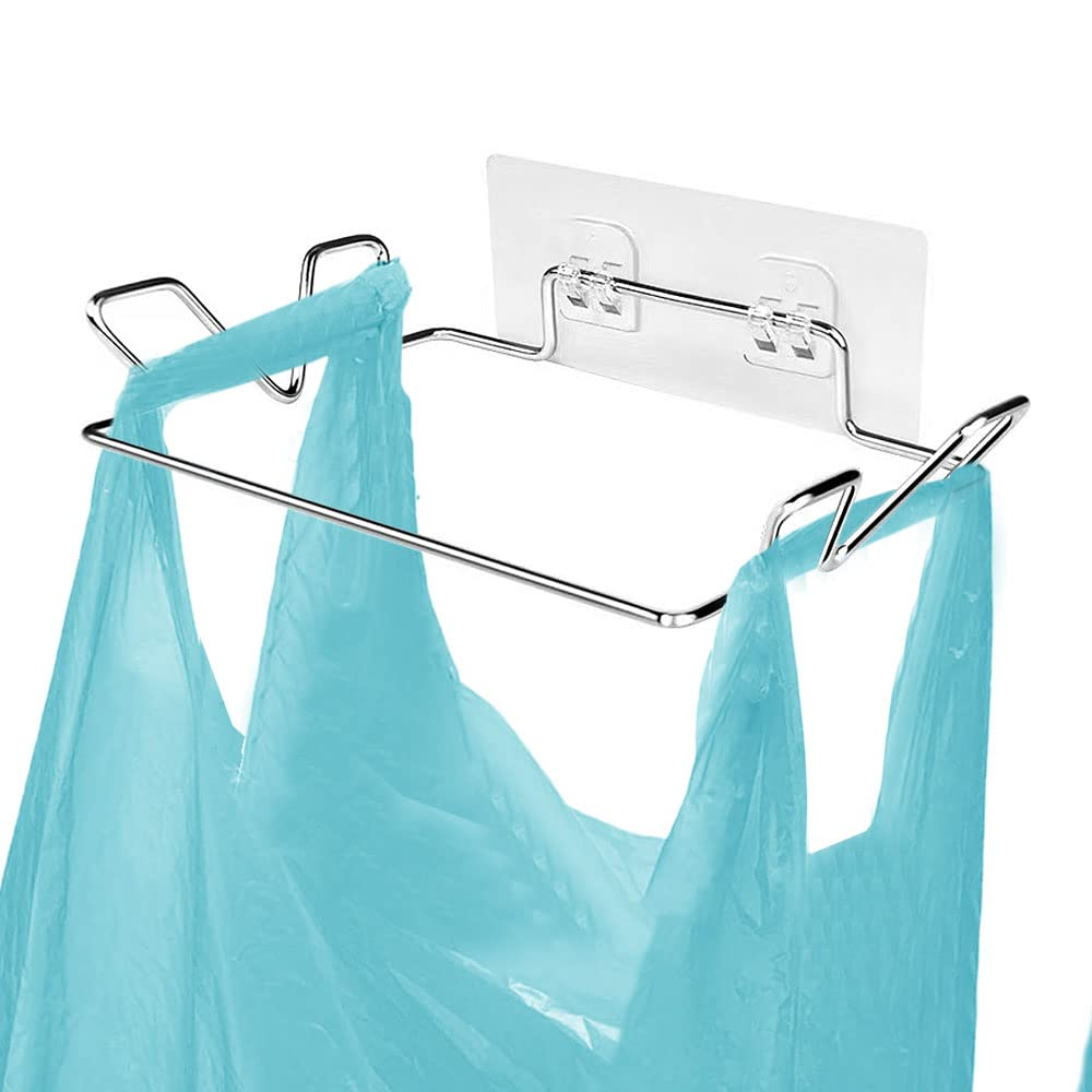 Trash Bag Holder for Cupboards Kitchen Cabinet Door, Stainless Steel Portable Ga