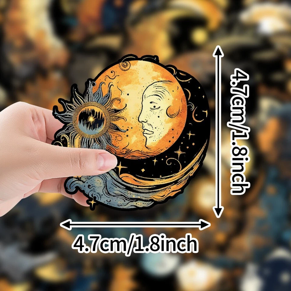 50 pegatinas de vinilo impermeables diosas nórdicas del sol y la luna equipaje teléfono computadora portátil Foto 4 de 4