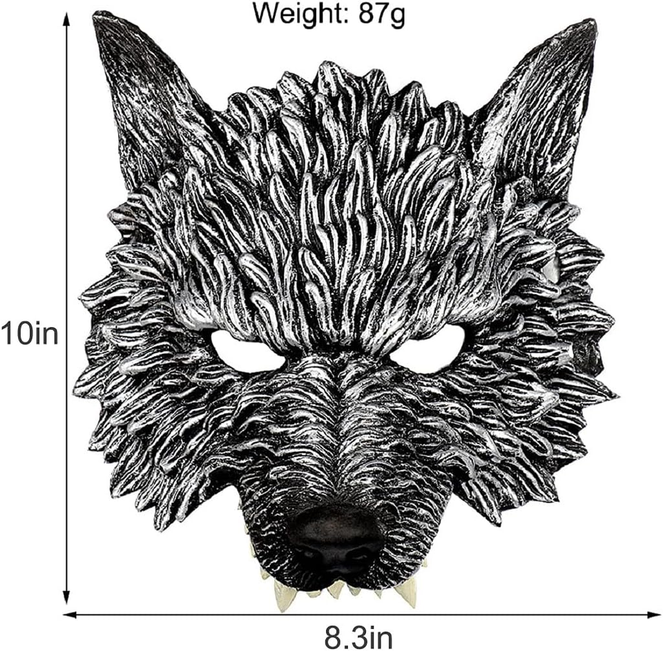 Wolf Mask Halloween Half Face Werewolf Mask Animal Masquerade Mask for