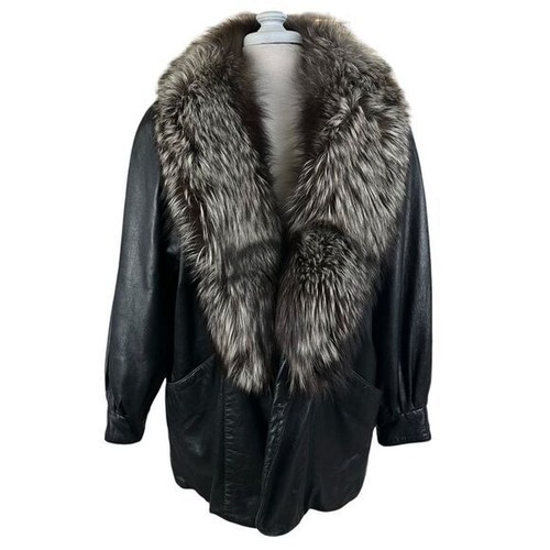 J. Percy for Marvin Richards Vintage Black Leather Jacket Fur Trim