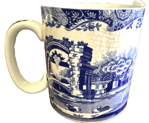 SPODE MUG Vintage Blue Italian Porcelain Coffee Tea 12 oz Cup - 4-1/8" Tall