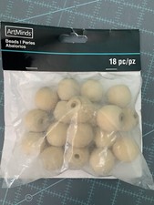 Wood Craft Beads Round Unfinished Wood 18pcs ArtMinds approx 7/8 inch diameter 