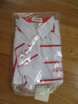 Vintage La Mode Label COCA-COLA Bottling New England Embroidered (XL) Shirt WHT