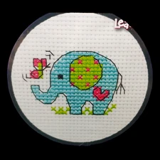 Dimensions Baby Elephant Cross Stitch Kit, 3" Small Blue Unisex Nursery Beginner