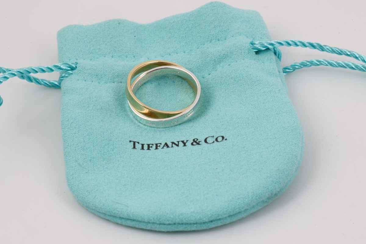 Tiffany & Co. 925 and 18k Gold 1837 Interlocking Ring Bands Tiffany & Co. 925 and 18k Gold 1837 Interlocking Ring Bands
