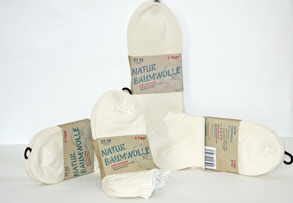 12 Paar Natur Baumwoll-Kurzschaftsocke Baumwolle Sneaker Socken  47-50 39-42  - Bild 1 von 1